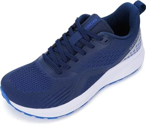 bronax mens wide toe box tennis sports lace up shoes 12 blue