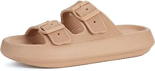 bronax pillow slippers shower slides for women mens cushioned sandals brown