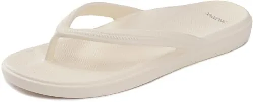 bronax womens arch support flip flops 9 beach summer thong sandals beige