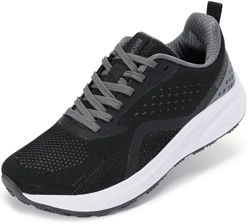 bronax womens wide toe box road running shoes 9w athletic sneakers black